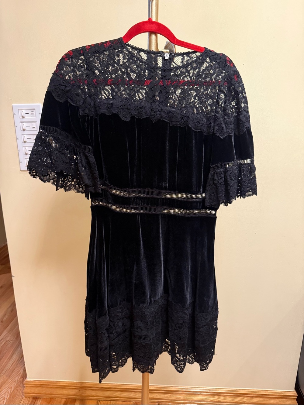 Rebecca Taylor Black Velvet Lace Mini Dress